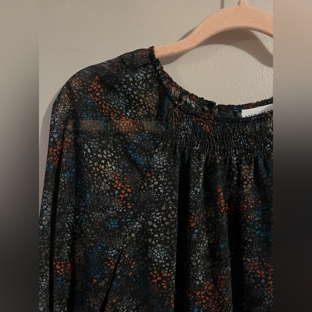 Women's Black Printed Long-Sleeve Blouse - Picture 3 of 6